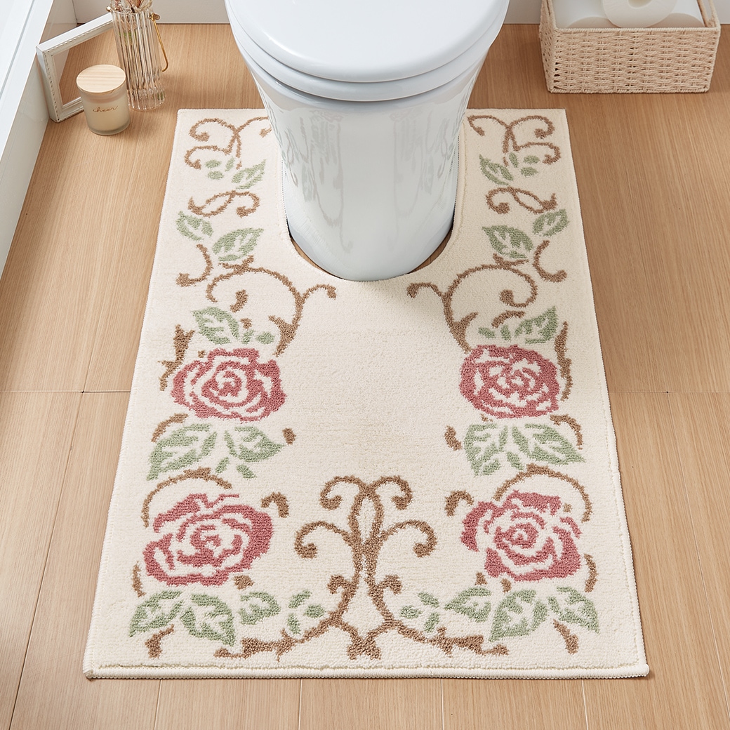トイレマットシリーズ「ローズガーデン」 耳長ロングマット 60×100cm