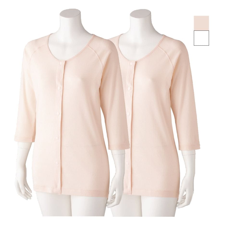 婦人用7分袖ワンタッチシャツ2枚組 同サイズ