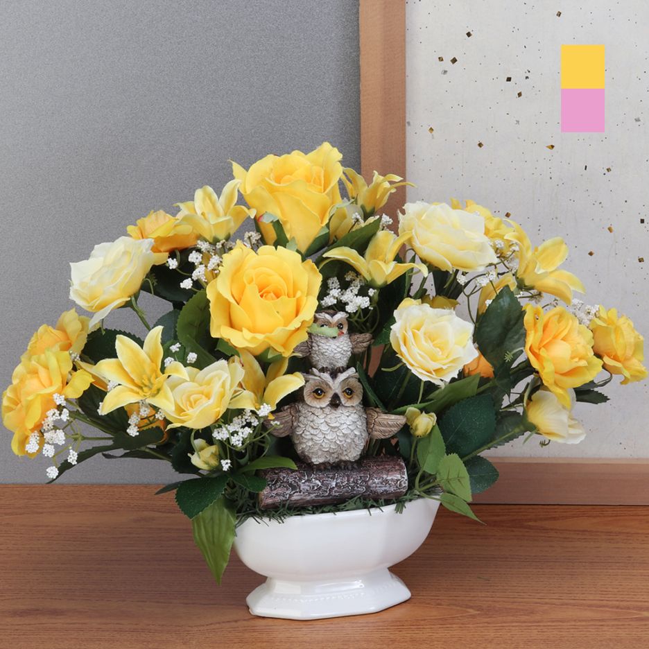 ふくろうアレンジフラワー CT触媒加工