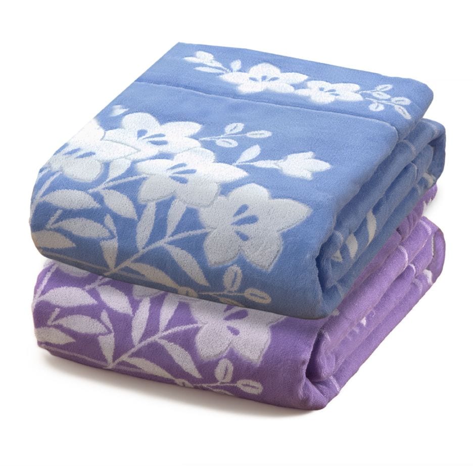 今治産桔梗柄ボリュームワイドタオルケット 2色組 150×190cm