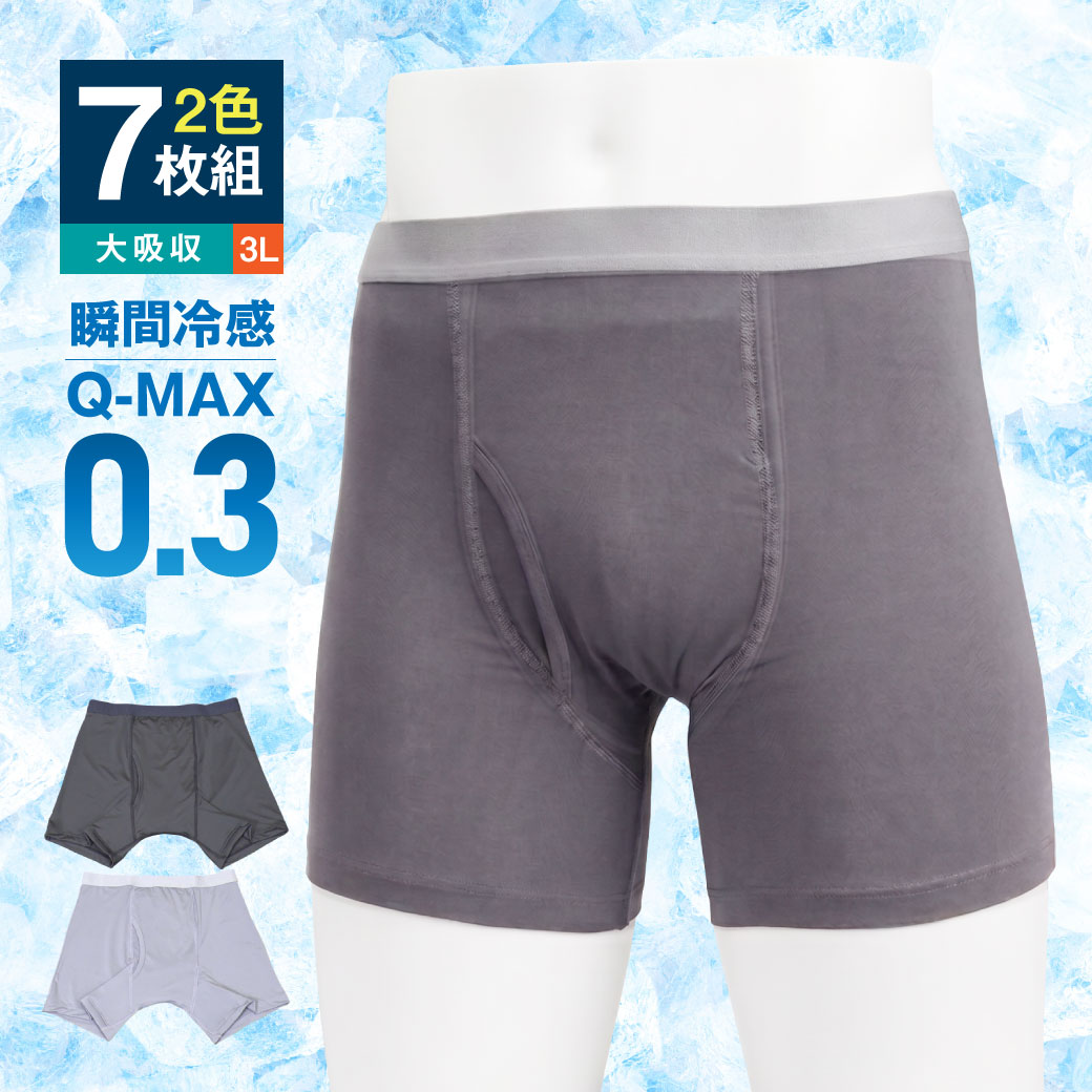ファミラ 接触冷感ボクサーパンツ さわやか安心接触冷感ボクサーパンツ サイドガードプラス 2色7枚組 大吸収タイプ 3L