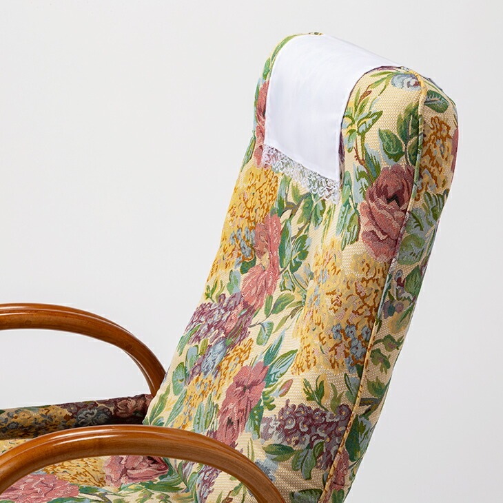 天然籐 リクライニングハイバック回転座椅子 サイドポケット付き ロータイプ