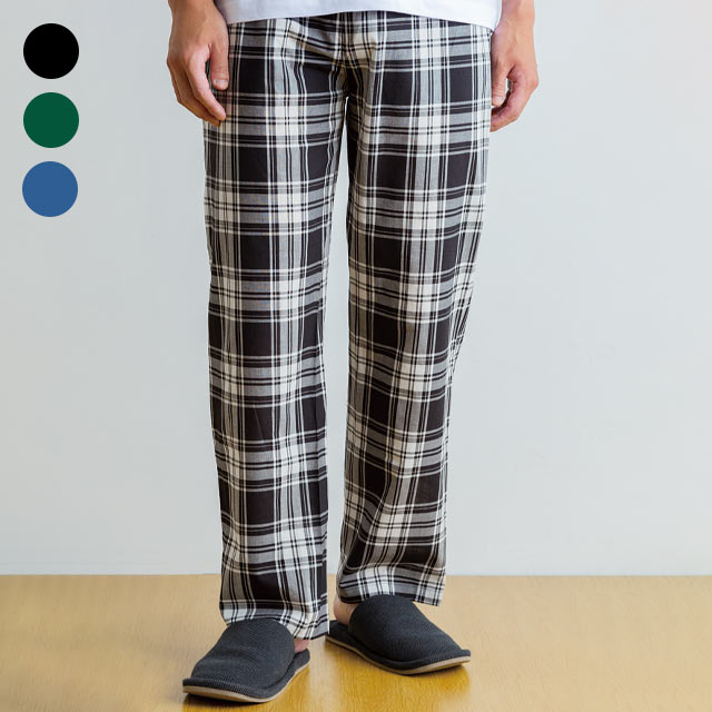 綿100％紳士用下だけパジャマ3色組 同サイズ M～LL