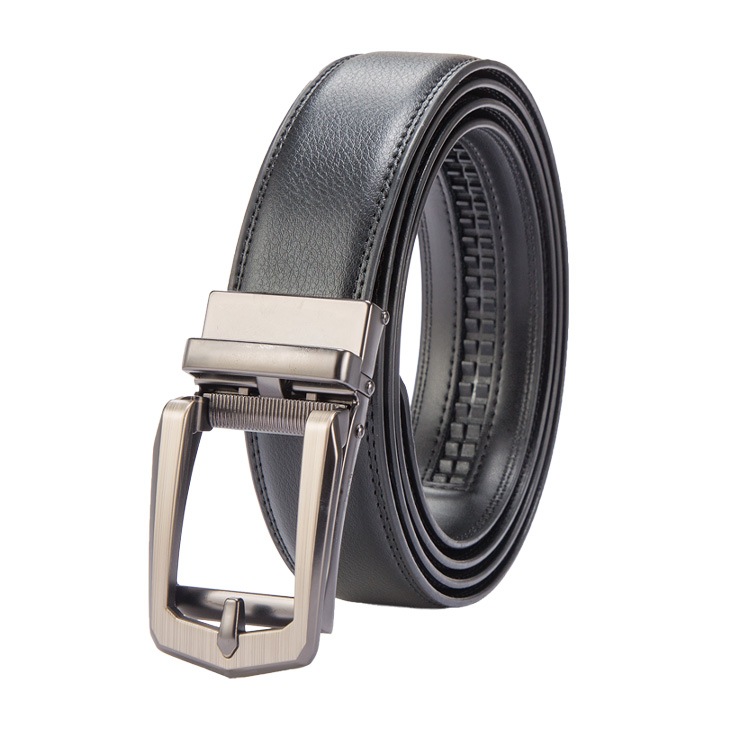 ロング 牛革ラチェット式ベルト 黒2本＋茶1本 合計3本組