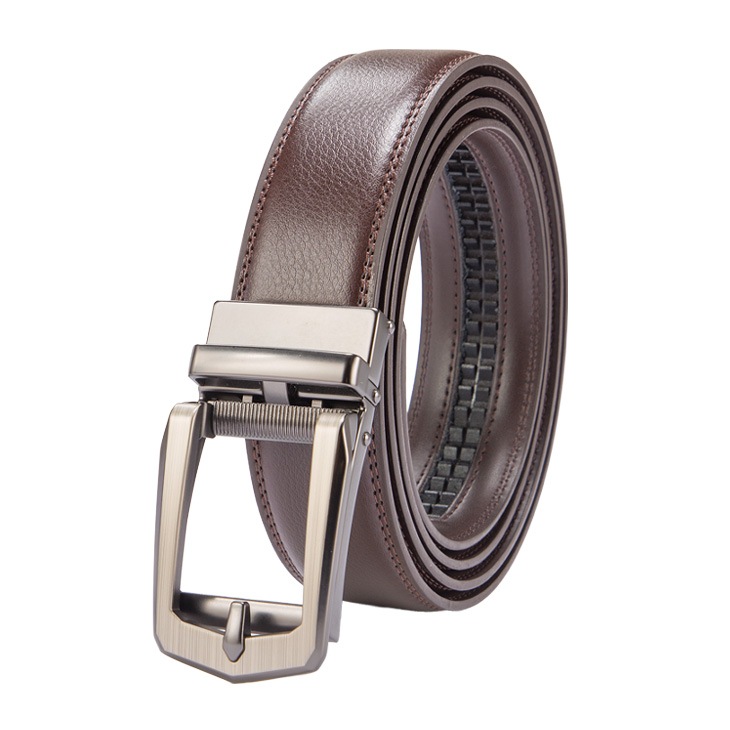 ロング 牛革ラチェット式ベルト 黒2本＋茶1本 合計3本組