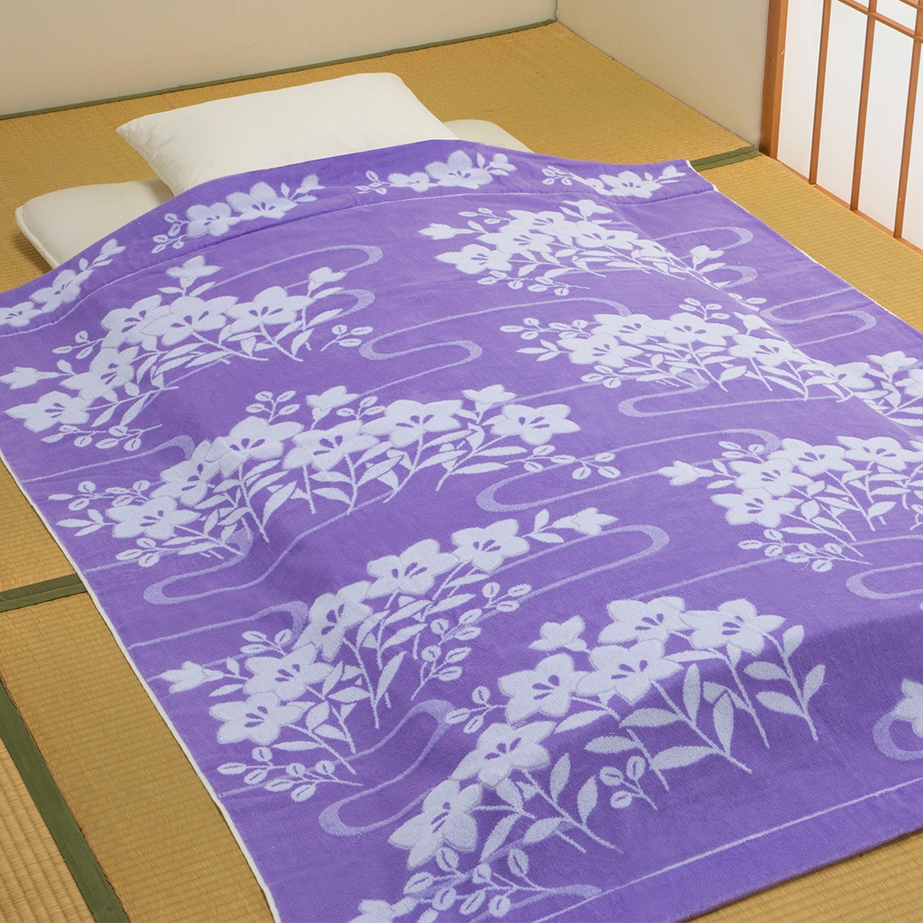 今治産桔梗柄ボリュームワイドタオルケット 2色組 150×190cm