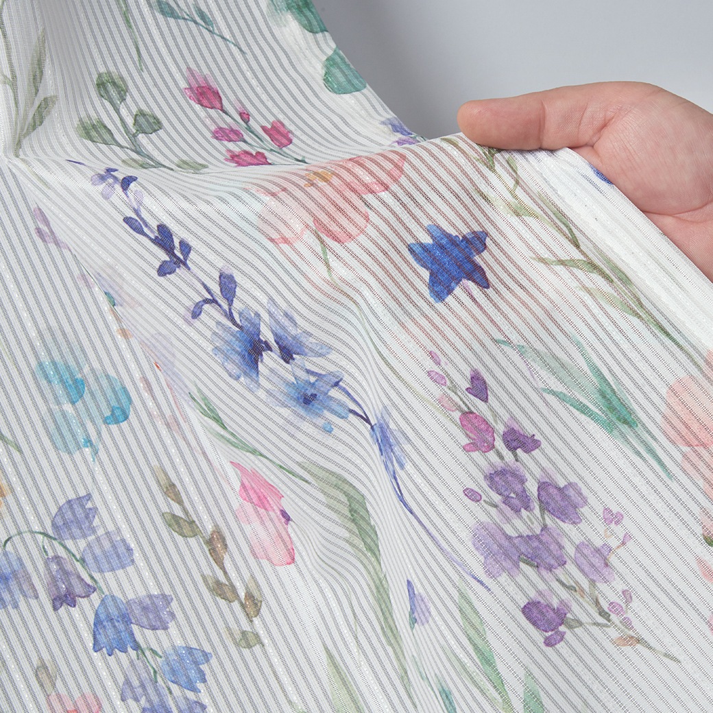 フラワーミラーレースカーテン2枚組 100×133cm｜ファミリー・ライフ