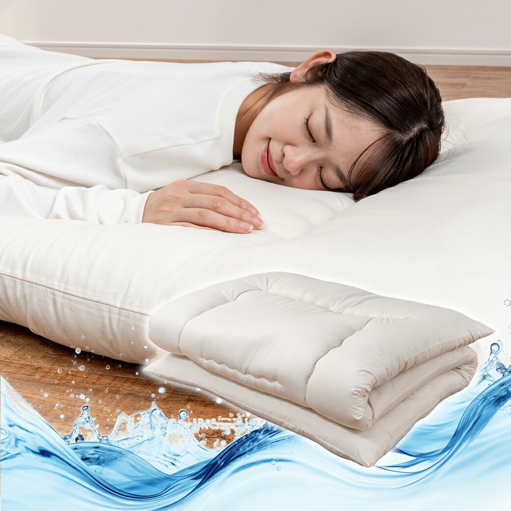 日本製 防ダニ・抗菌防臭加工 洗える敷布団 アイボリー シングル