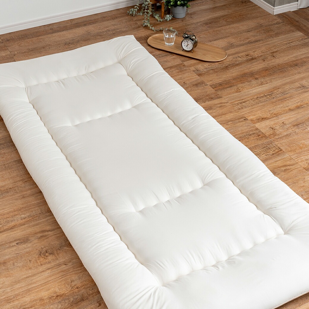 日本製 防ダニ・抗菌防臭加工 洗える敷布団 アイボリー シングル