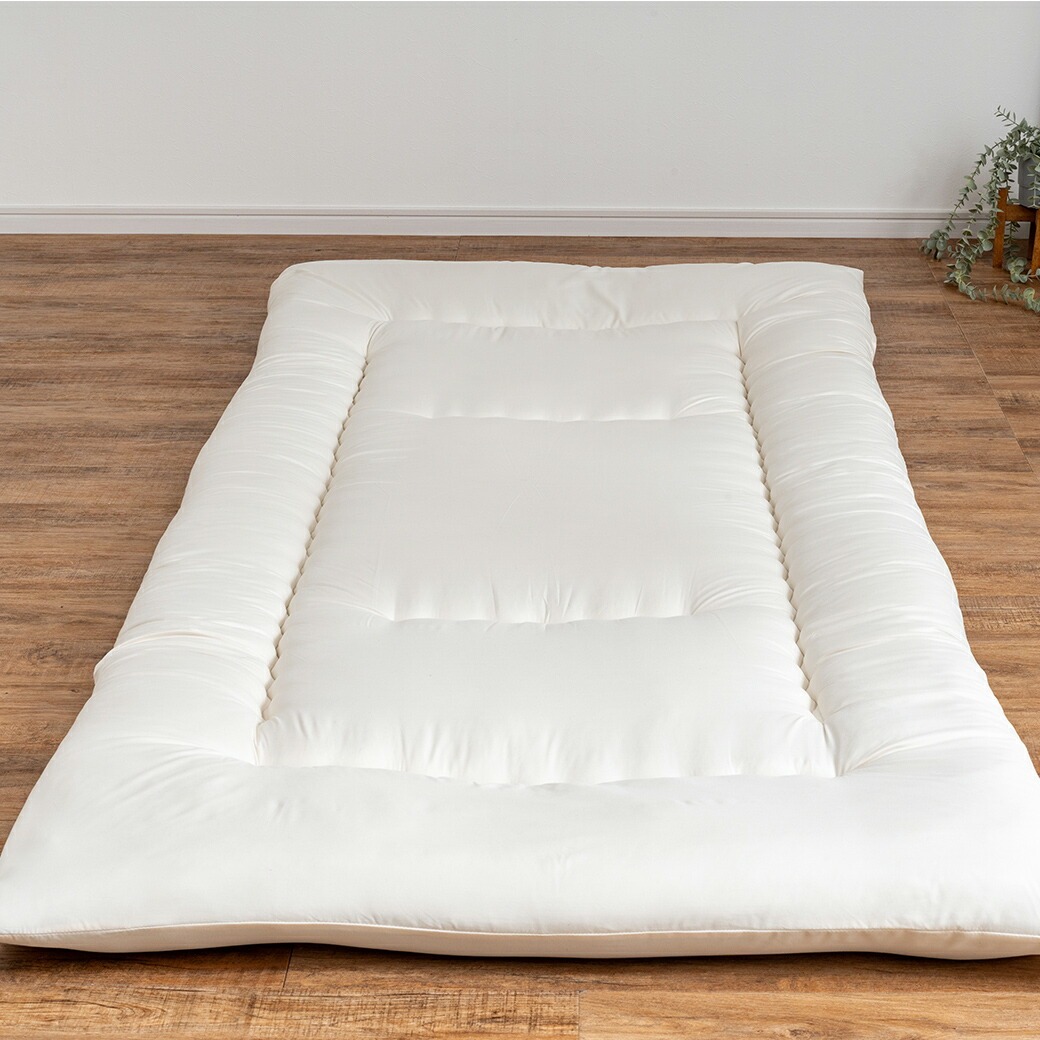 日本製 防ダニ・抗菌防臭加工 洗える敷布団 アイボリー シングル