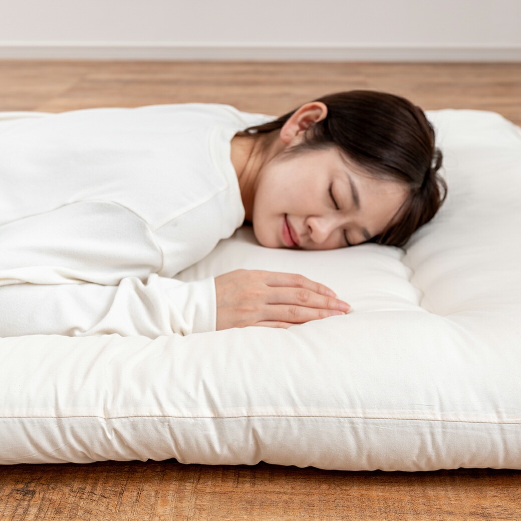 日本製 防ダニ・抗菌防臭加工 洗える敷布団 アイボリー シングル