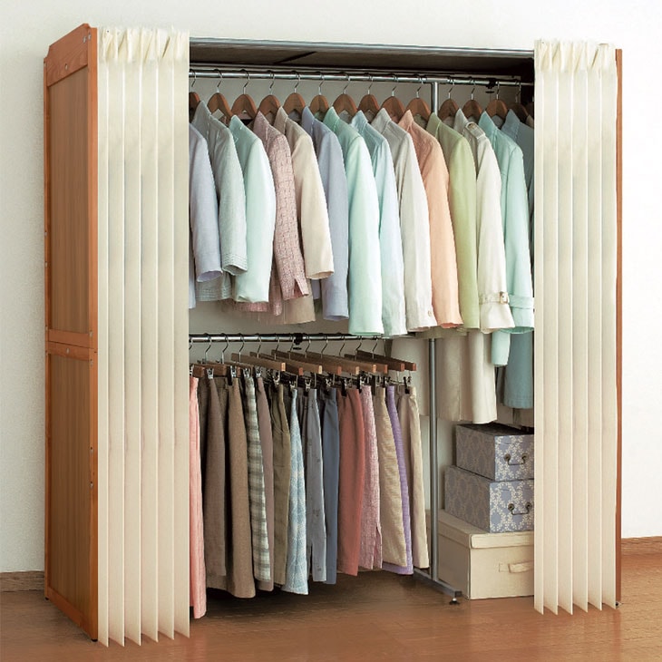 木製伸縮式クローゼットハンガー