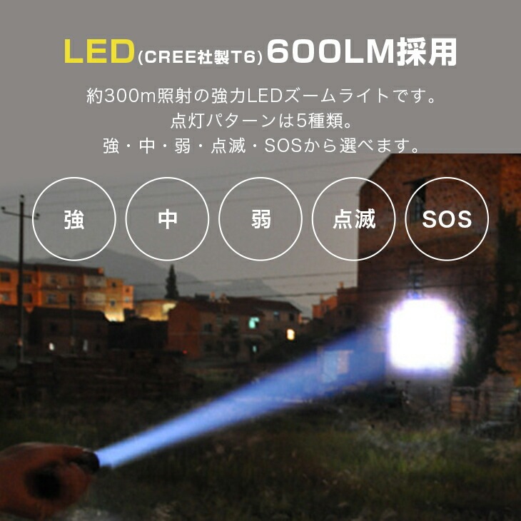 LEDズームライト CREE強力LED ブラック