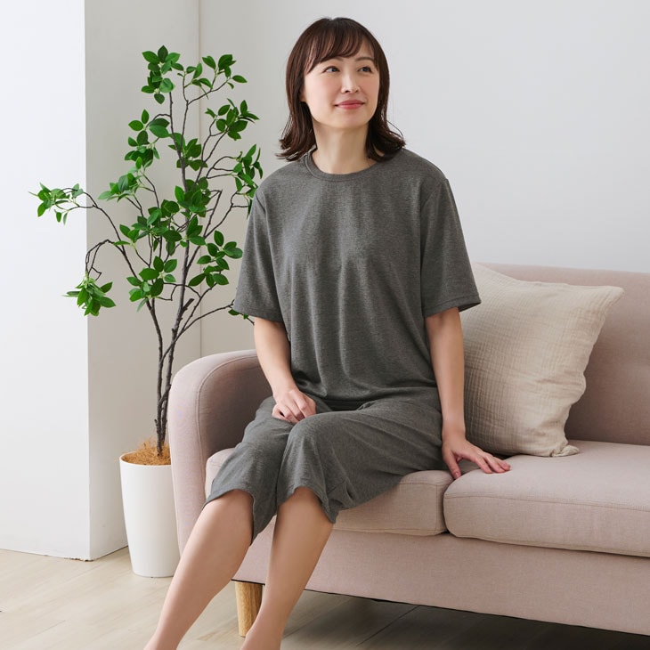 リカバリーウェア レディース 半袖シャツ＋ハーフパンツ 上下