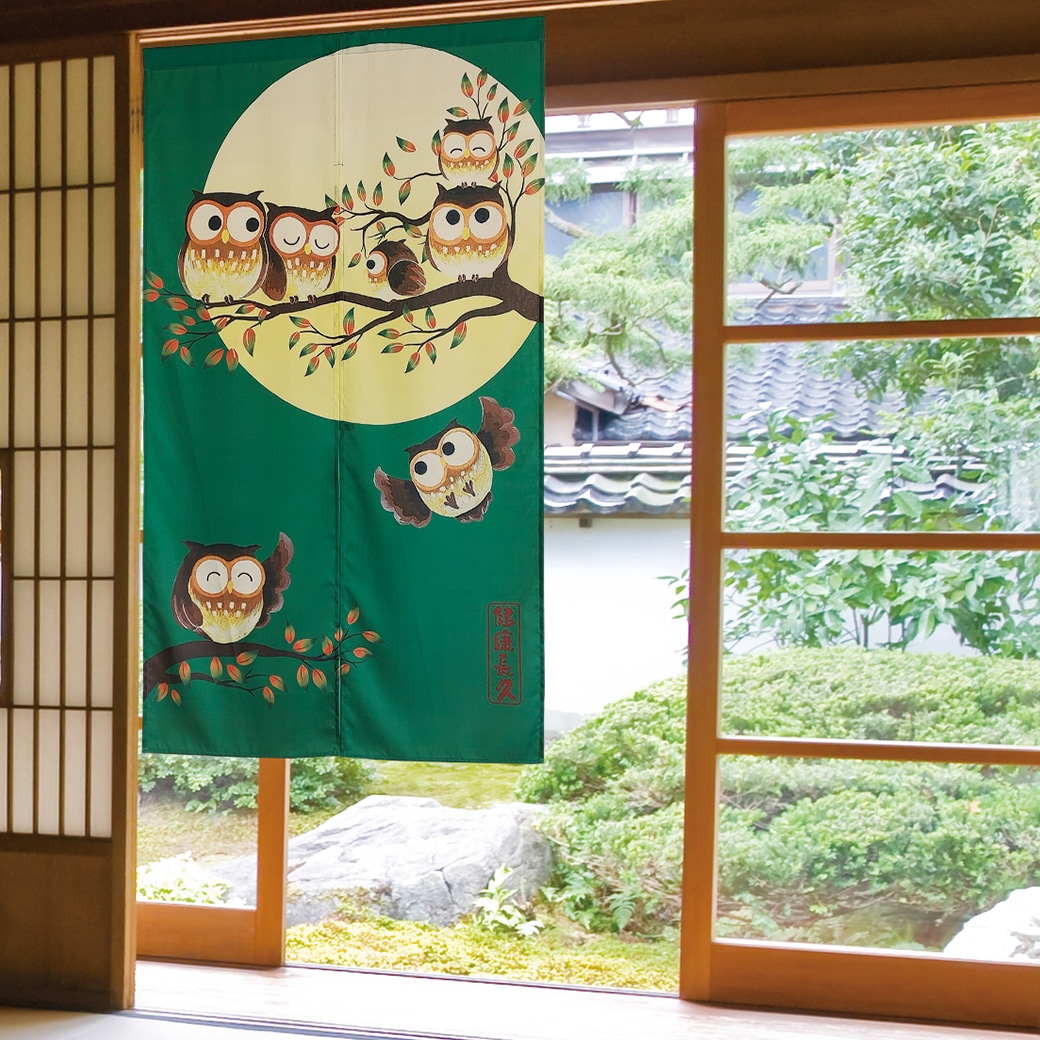 風水 ふくろうのれん 85×150cm