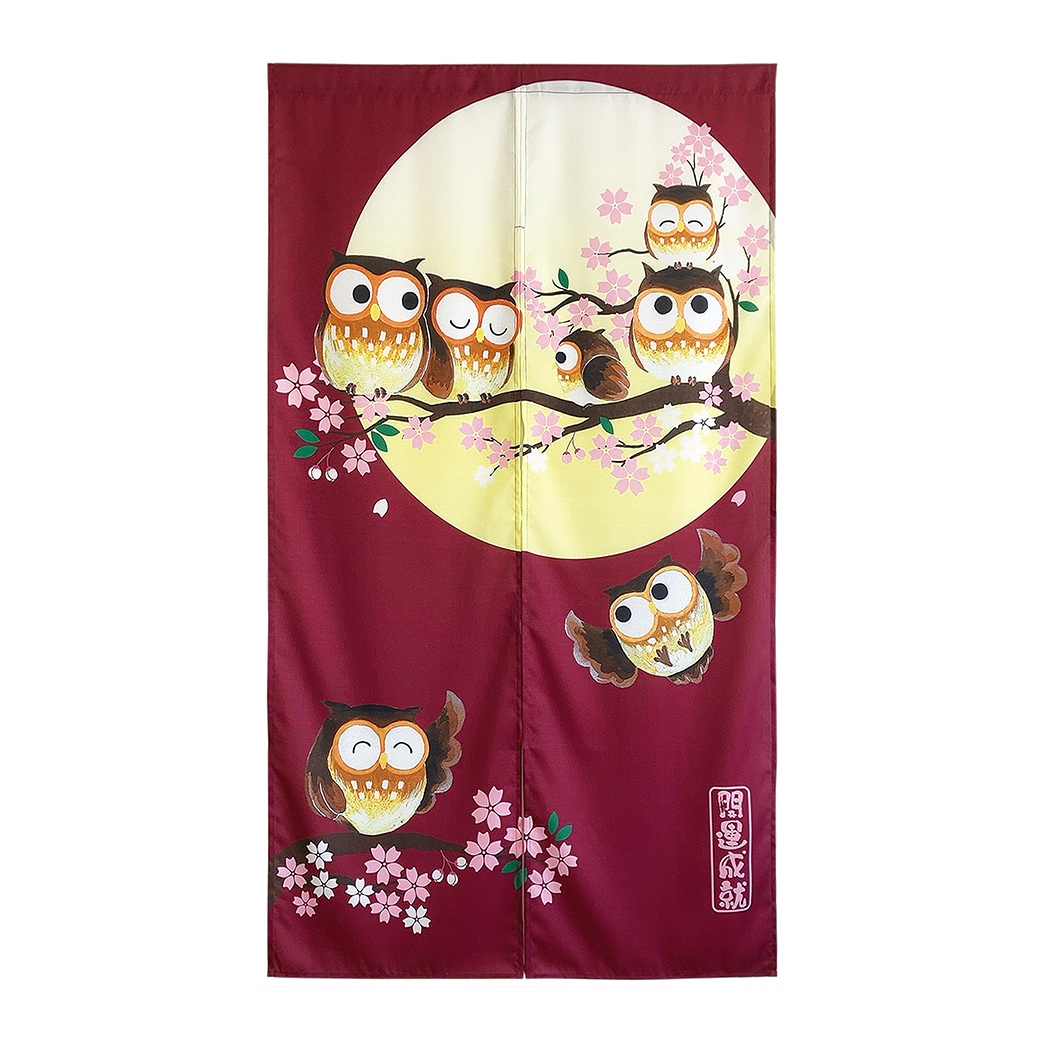 風水 ふくろうのれん 4色組 85×150cm