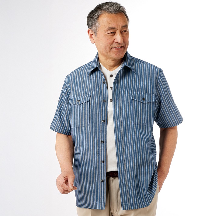 10ポケットストライプシャツジャケット2色組 同サイズ