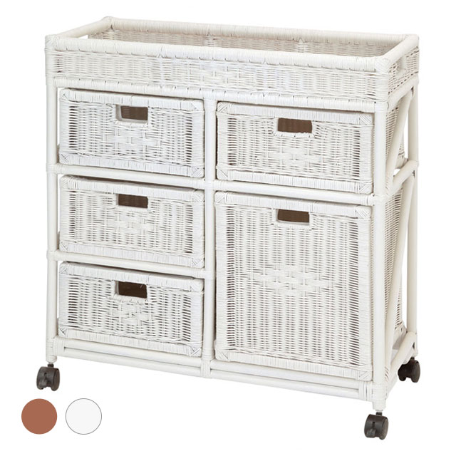 天然籐ランドリーチェスト ワイド 3段