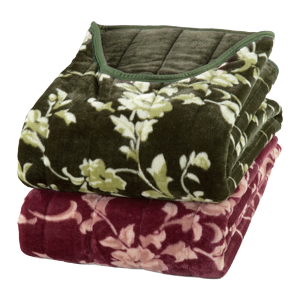 テイジン(R)ウオーマル(R)使用マイヤー2枚合わせくりえり毛布 2色組