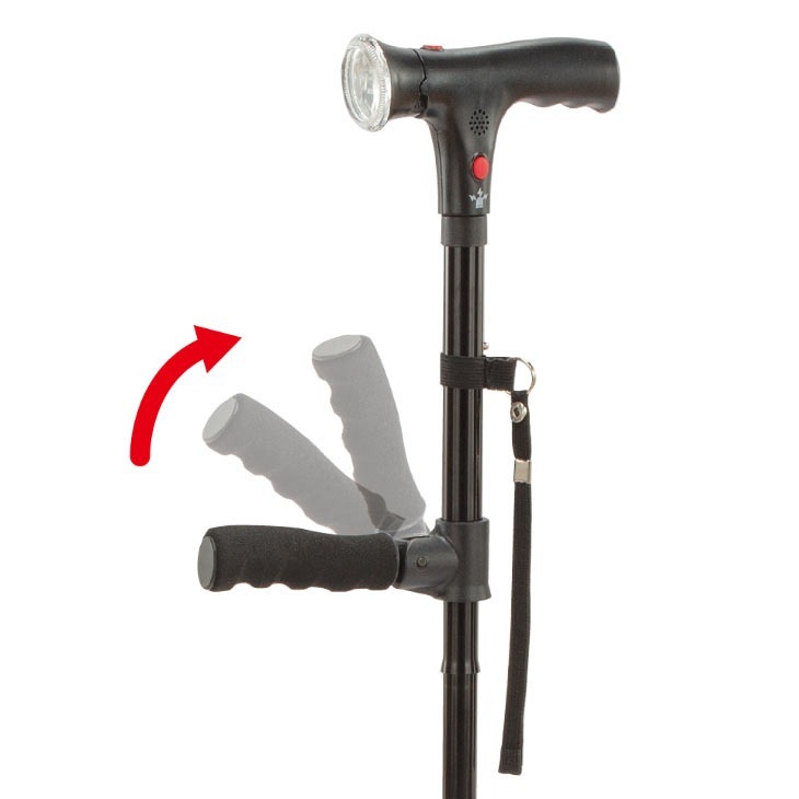 ファミラ 立ち上がり補助ハンドル付き セーフティーステッキ LEDライト・ブザー付き