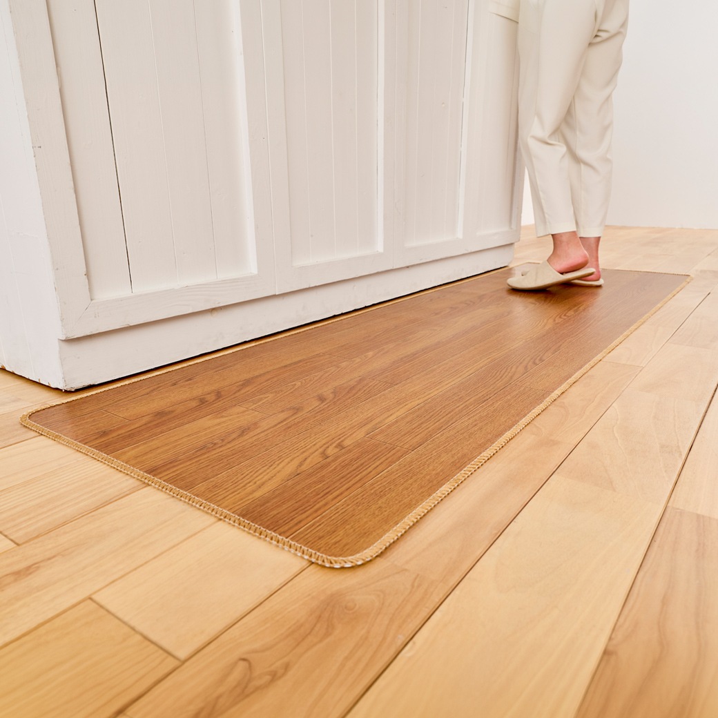 抗菌防臭加工木目調塩ビキッチンマット 60×300cm