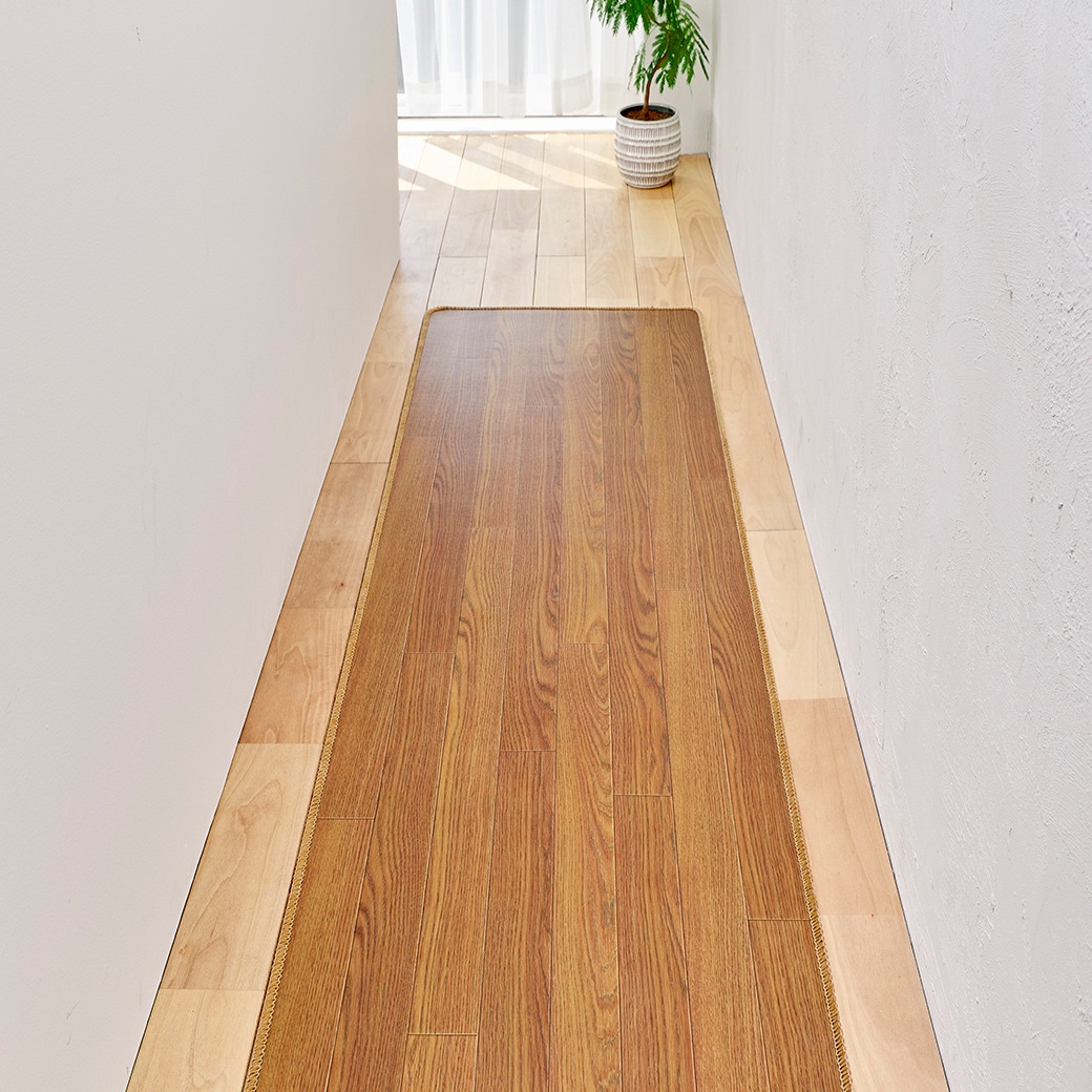 抗菌防臭加工木目調塩ビキッチンマット 60×300cm