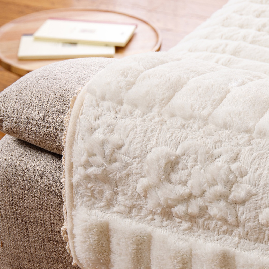 トーション付きふわふわローズソファカバー 2人掛用ロング