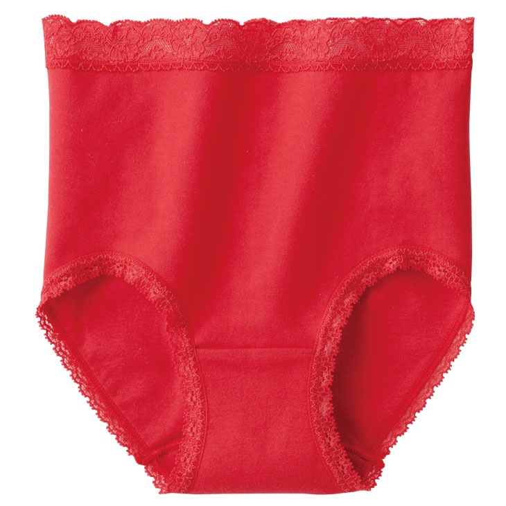 赤い深ばきレース付ショーツ4枚組 同サイズ