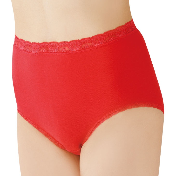 赤い深ばきレース付ショーツ4枚組 同サイズ