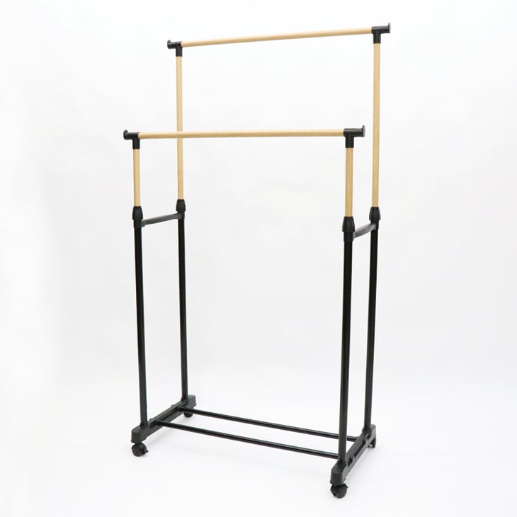 木目調伸縮2段ハンガーラック｜ファミリー・ライフ公式通販