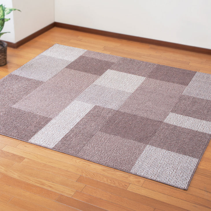 日本製 ウール混洗えるラグ 130×185cm