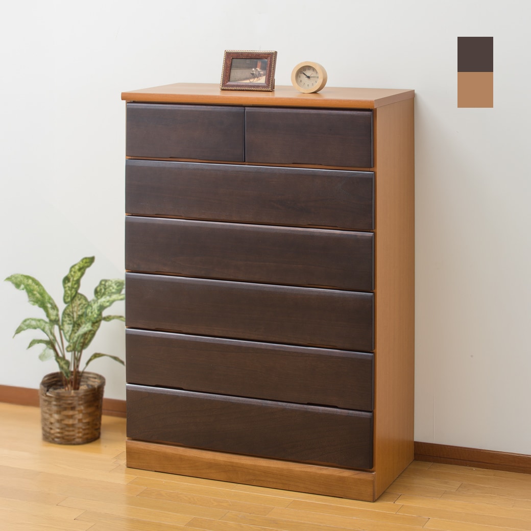 大川産 天然木衣類収納チェスト 60cm幅6段｜ファミリー・ライフ公式通販