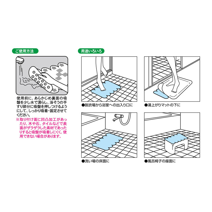浴槽安心マット2枚組 ブルー 浴槽マット・手すりマット