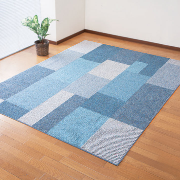 日本製 ウール混洗えるラグ 185×280cm