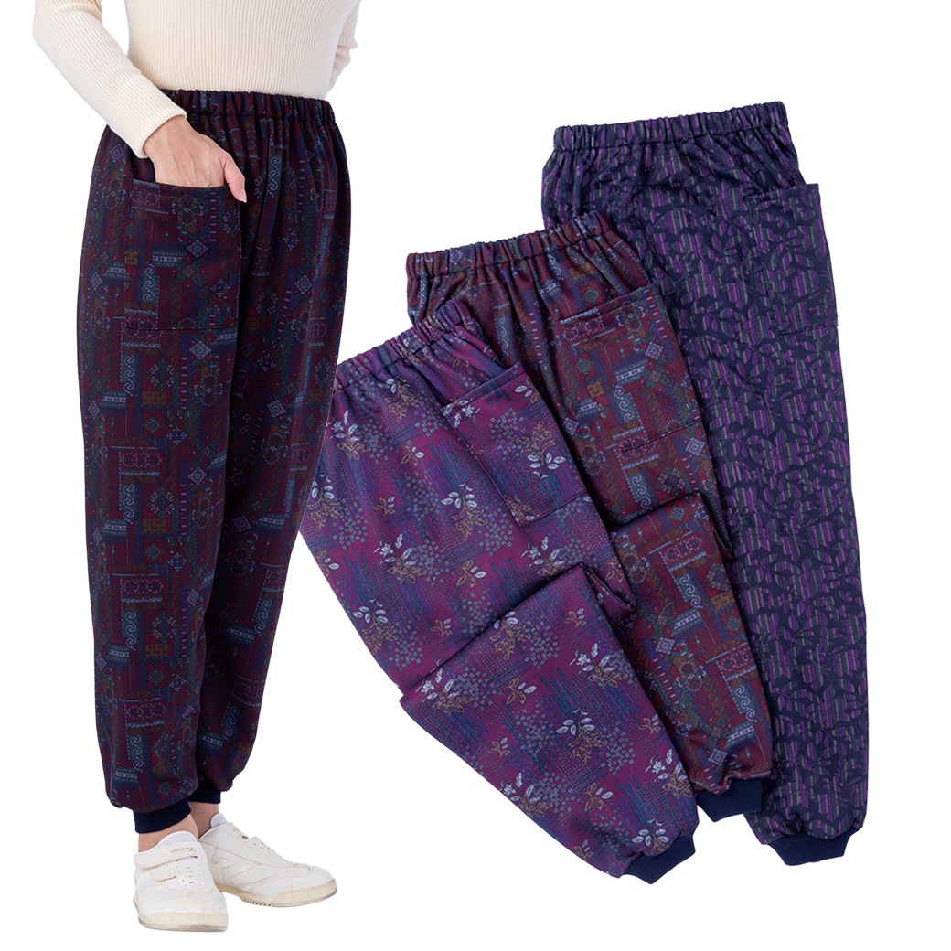 プリント裏起毛お洒落もんぺ おまかせ3柄組 同サイズ