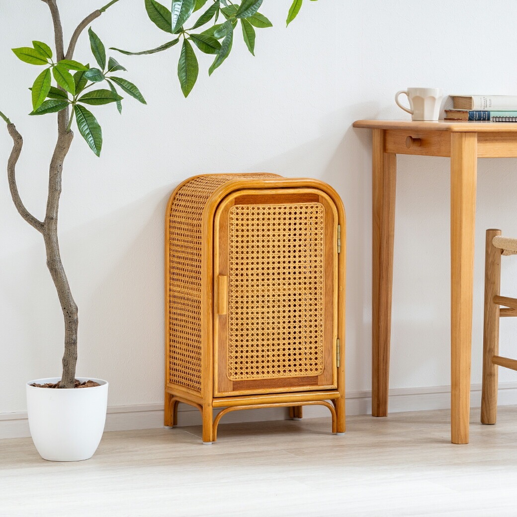 美品 ラタン 籐 電話台 キャビネット 昭和レトロ 昭和レトロ・ラタン・籐・電話台