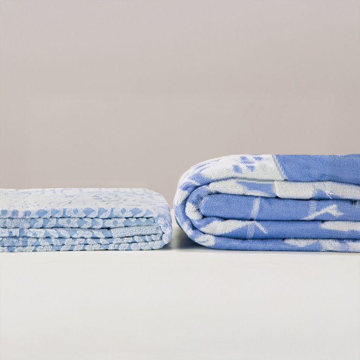 今治産桔梗柄ボリュームタオルケット