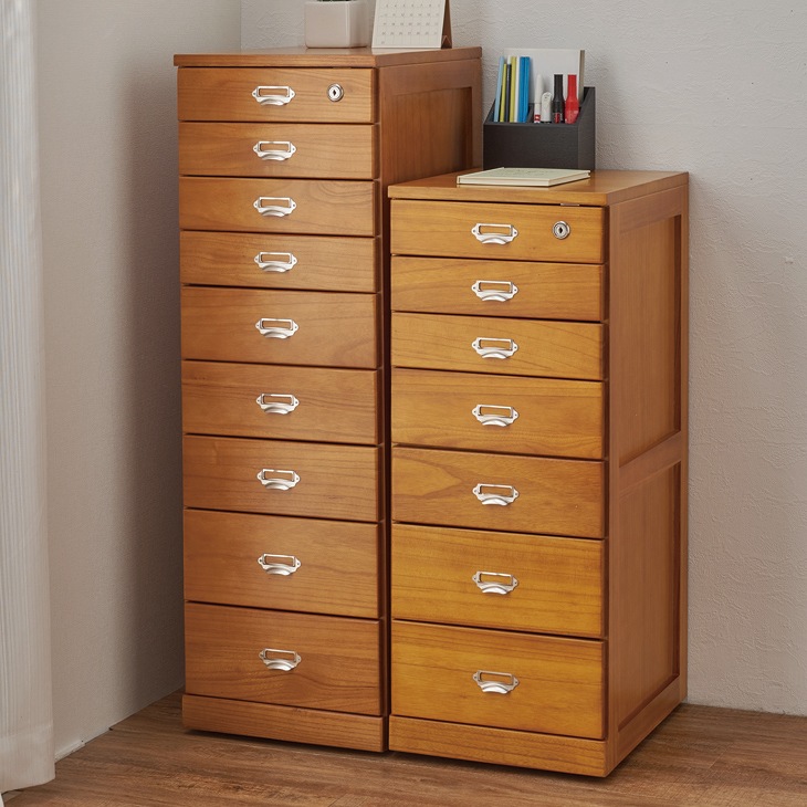 天然木書類整理チェスト 9段