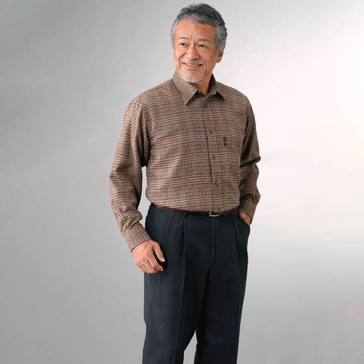 ハンティントン･クラブ チェック柄ウール混シャツ2色組 同サイズ