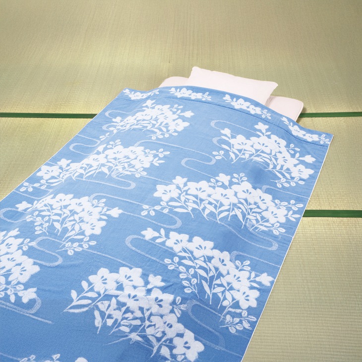 今治産桔梗柄ボリュームタオルケット 2色組