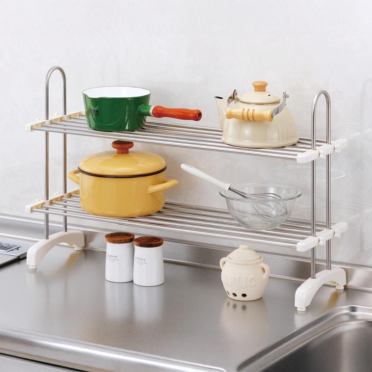 伸縮式ステンレス整理棚