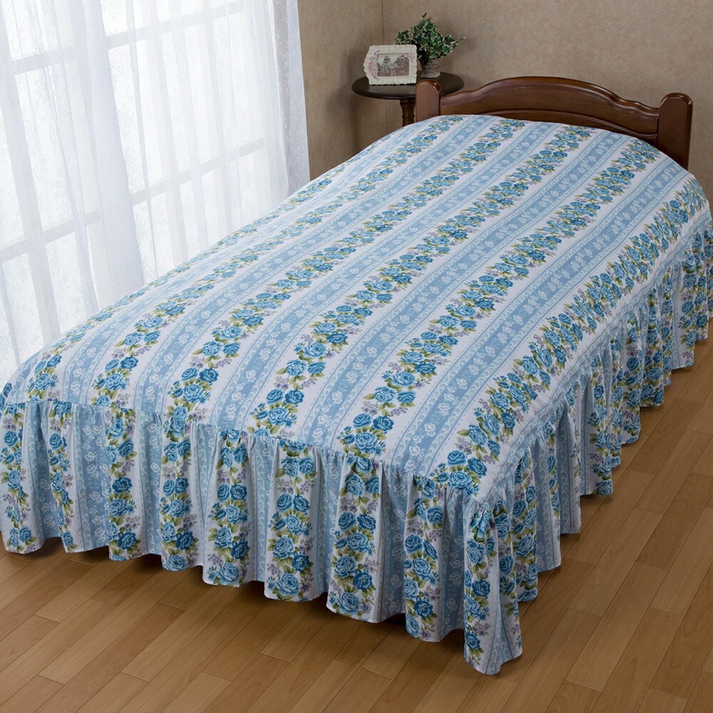 花柄フリル付きベッドふとんカバー ダブル