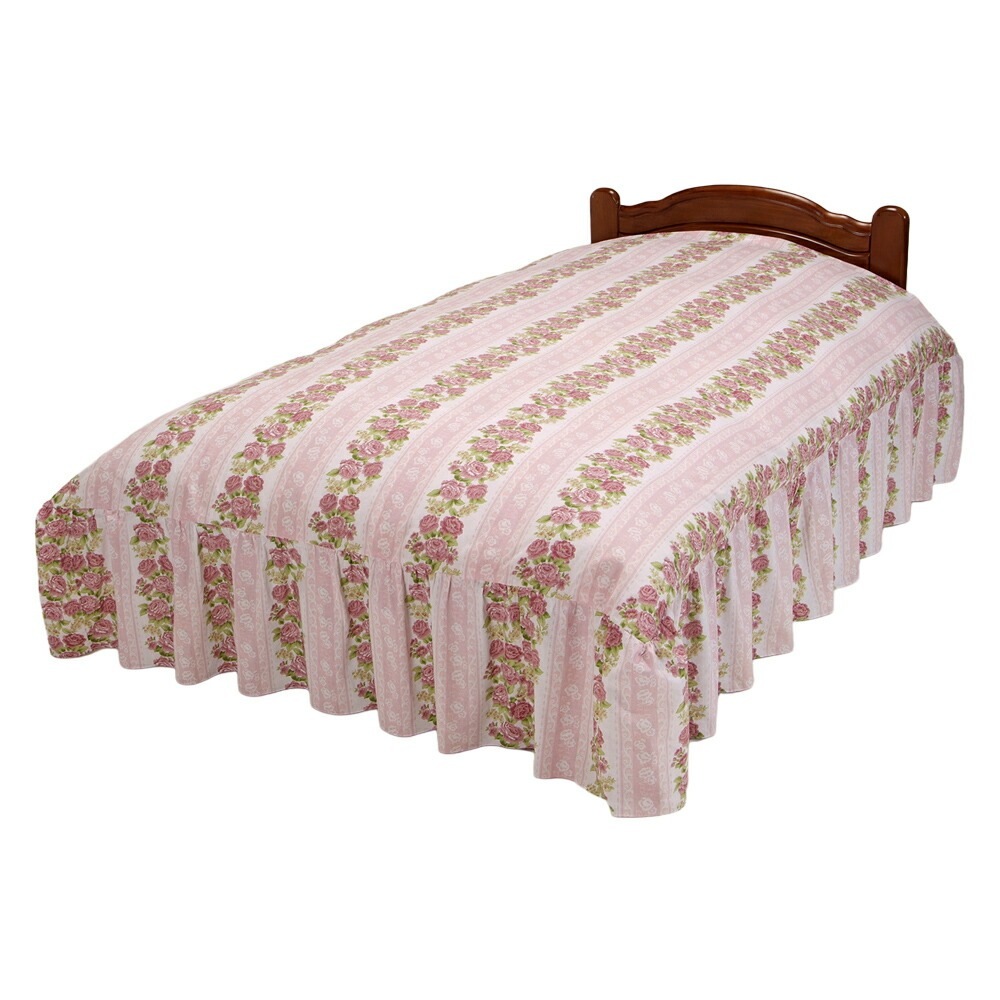 花柄フリル付きベッドふとんカバー ダブル