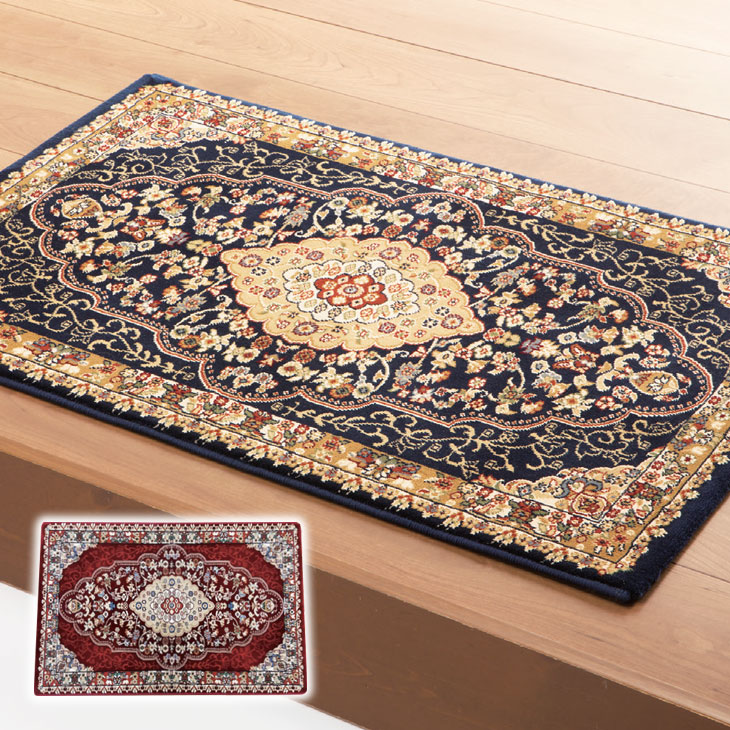 ◎ウィルトン織りの玄関マット 心地よい肌触り 花柄 模様