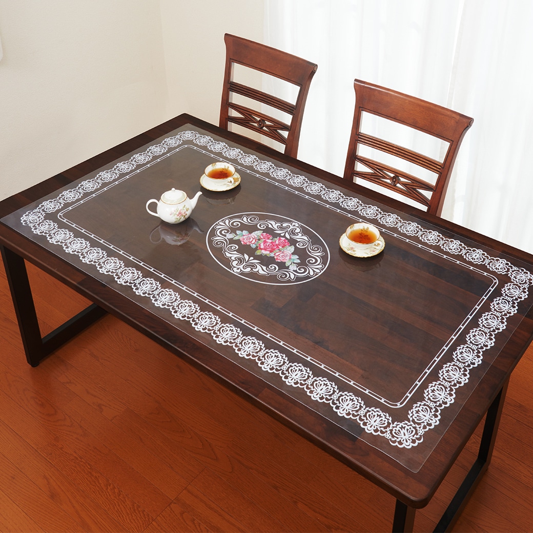 花柄透明テーブルマット 80×150cm