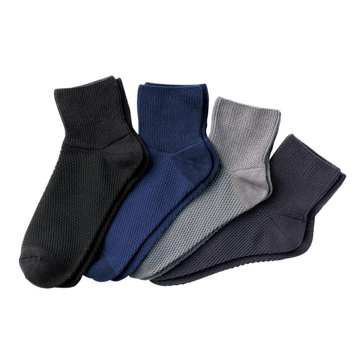 綿混しめつけませんメッシュ靴下 紳士用 4色8足組