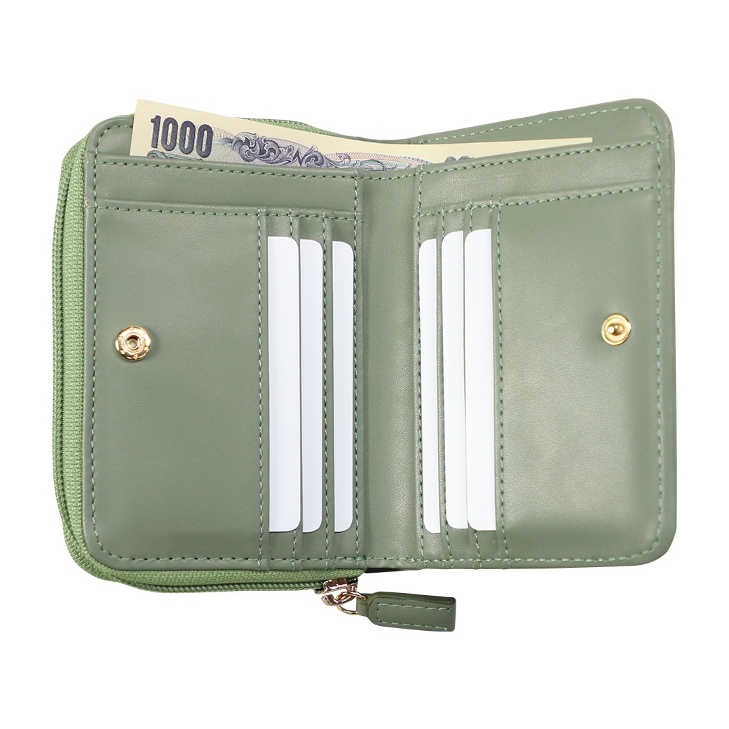 メッシュ型押しコインが分けられる二つ折り財布