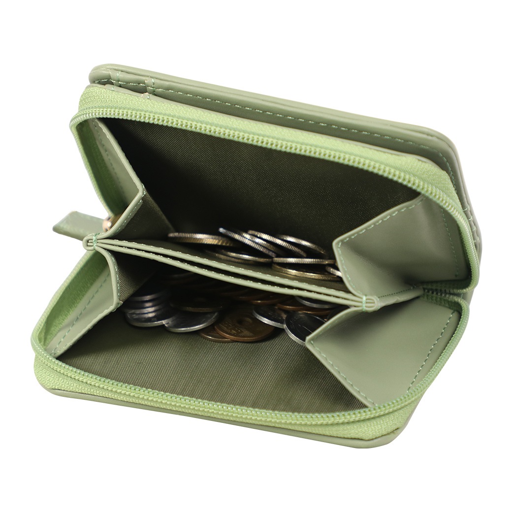 メッシュ型押しコインが分けられる二つ折り財布