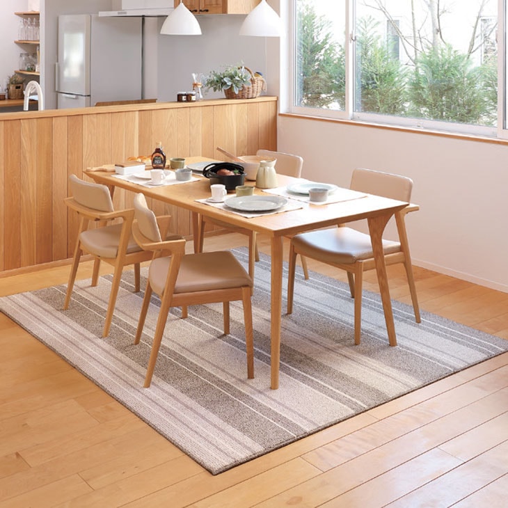 未使用訳あり　日本製　はっ水・防汚・防ダニ・抗菌・シンプルモダンダイニングラグ　220ｘ250cm キッチンマット付き　ベージュ ラグ はっ水 撥水 ダイニング 3畳 220x250 ラグマットおしゃれ 絨毯