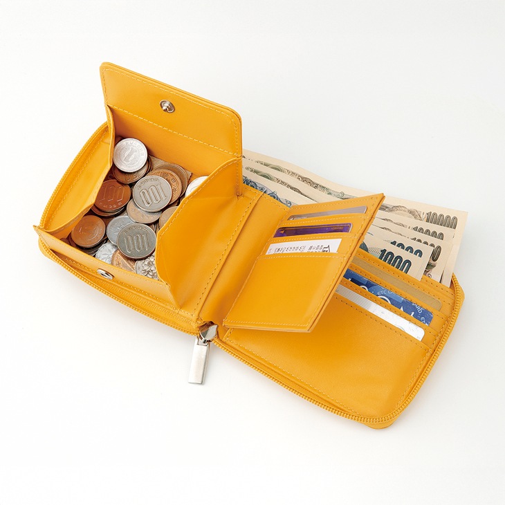 牛床革2つ折りラウンド財布